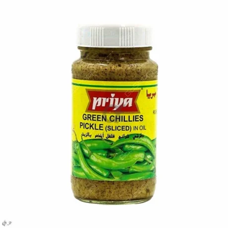 Green Chilli (Sliced) Pickle(without Garlic)-Priya-300g
