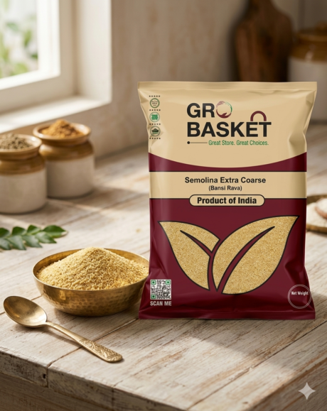Semolina Extra Coarse(Bansi Rava)-Grobasket-1Kg